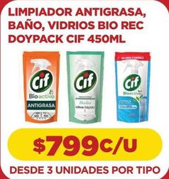 Cif - Limpiador Antigrasa, Baño, Vidrios Bio Rec Doypack