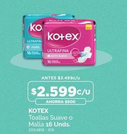 Kotex - Toallas Suave O Malla 16 Unds