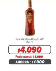 Maddero Dorado - Dorado Ron Maddero 40° 750 Cc.