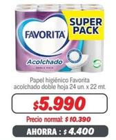 Favorita - Papel Higienico Acolchado Doble Hoja