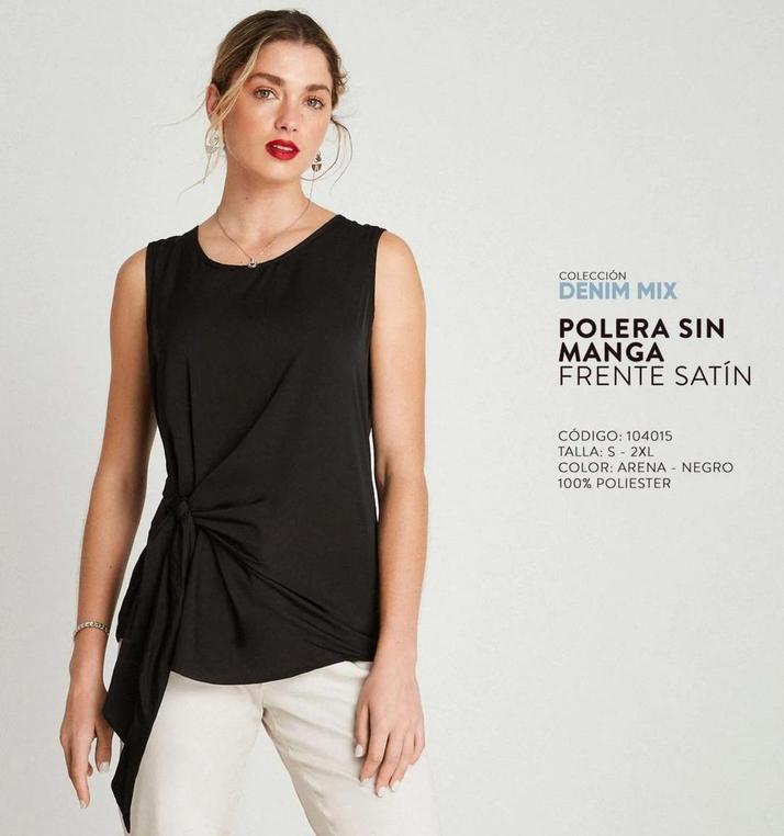 Denim - Polera Sin Manga Frente Satin