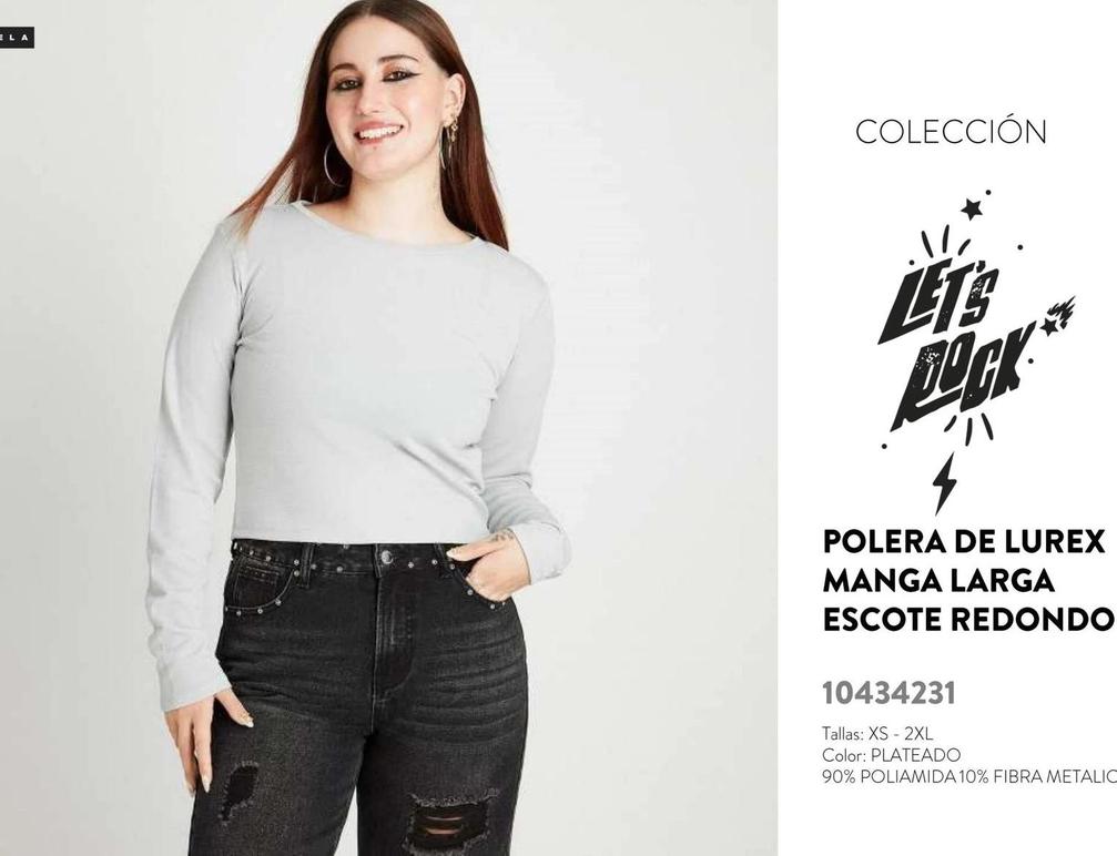 Poleria De Lurex - Manga Larga Escote Redondo