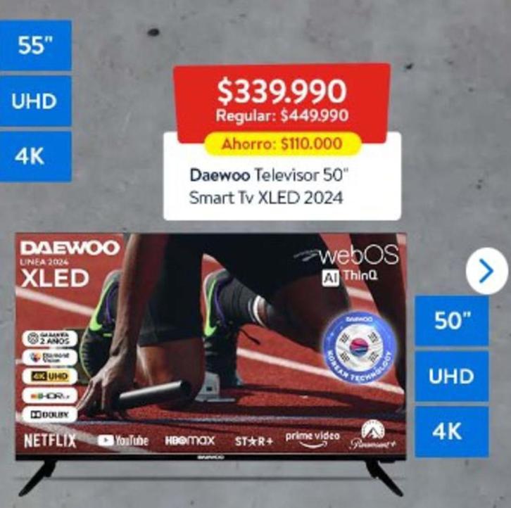 Daewoo -  Televisor 50" Smart Tv Xled 2024