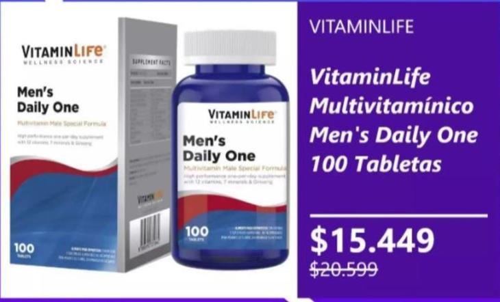 Daily - Vitamin Life Vitamin Life Multivitaminico Men's  One 100 Tabletas