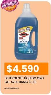 Oro - Detergente Líquido Gel Azul Basic 3 Lts