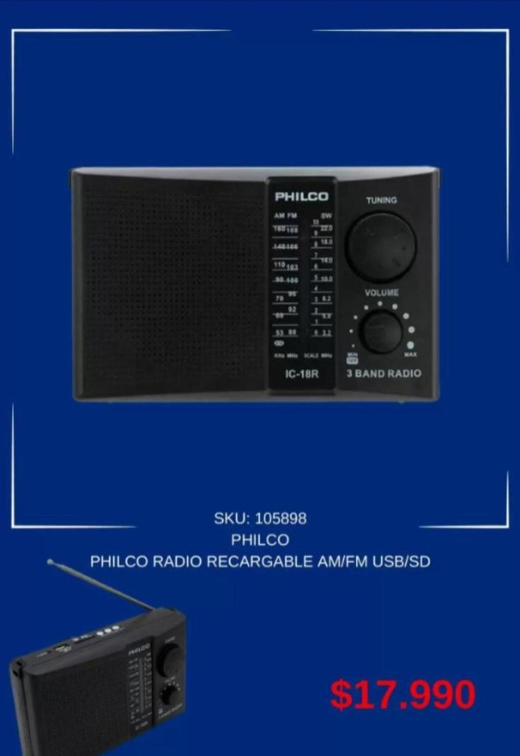 Philco -  Radio Recargable Awim Usb/sd