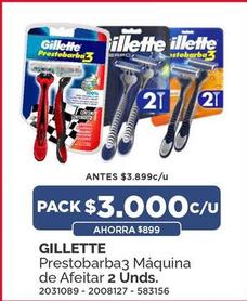 Gillette - Prestobarba 3 Maquina De Afeitar 2 Unds.