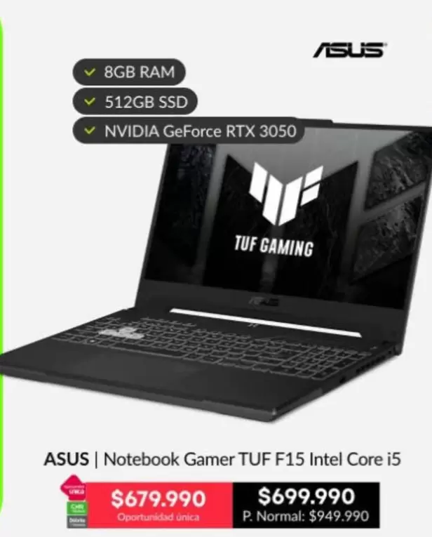 Intel - Asus - Notebook Gamer Tuf F15  Core I5