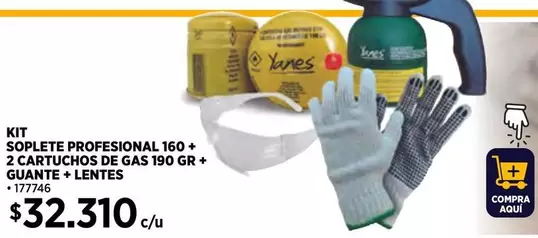 Guante - Kit 180 Gr + 2 Cartuchos De Gas +  + Lentes