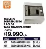 Tablero Sobrepuesto 5 Polos Tapa Transparente