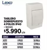 Lexo - Tablero Sobrepuesto 4 Polos IP40