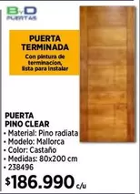 Castaño - Bd - Puerta Terminada Pino Clear