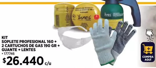 Guante - Kit 180 Gr + 2 Cartuchos De Gas +  + Lentes