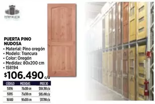 Oregón - Puerta Pino Nudosa