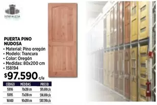 Oregón - Puerta Pino Nudosa