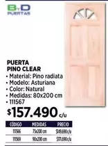 Asturiana - BHD - Puerta Pino Clear