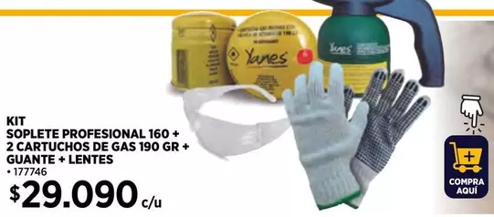 Guante - Soplete Profesional - Kit 180 Gr +  + Lentes