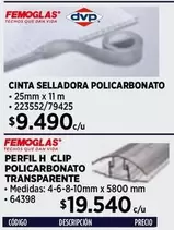 CINTA SELLADORA POLICARBONATO
