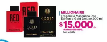 Millionaire - Fragancia Masculina Red Edition O Gold Deluxe