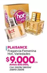 Plaisance - Fragancia Femenina Hot, Variedades