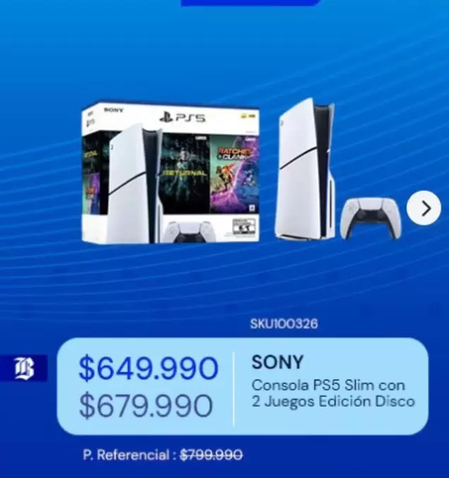 SONY - Sony - Consola PS5 Slim con 2 Juegos Edicion Disco