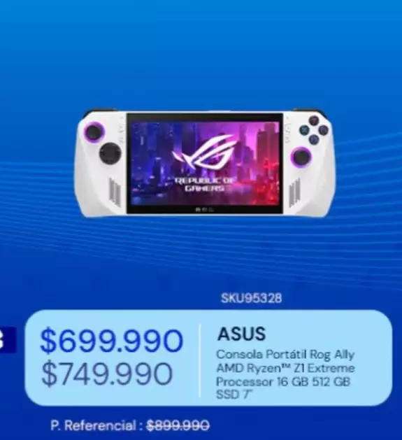 AMD - Asus - Consola Portátil Rog Ally Amd RyzenTMl Extrememe Processor 16 Gb 512 Gb