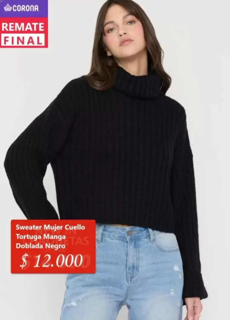 Corona - Sweater Mujer Cuello Tortuga Manga