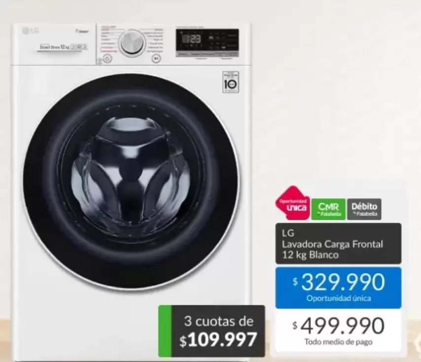 LG - Lavadora Carga Frontal 12 Kg Blanco