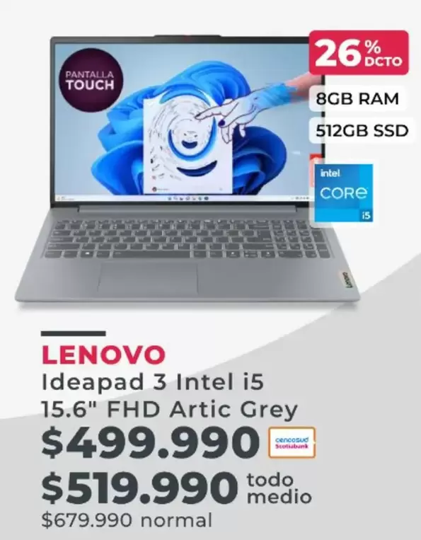 Lenovo - Ideapad 3 Intel I5 15.6" Fhd Artic Grey
