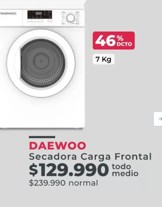 Daewoo - Secadora Carga Frontal Todo Medio