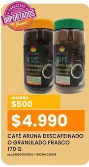 Cugat - Cafe Aruna Descafeinado O Granulado Frasco