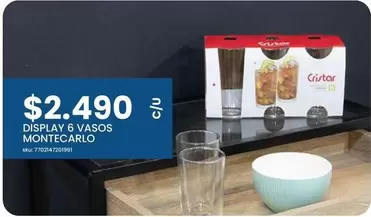 Cristar - Display 6 Vasos Montecarlo