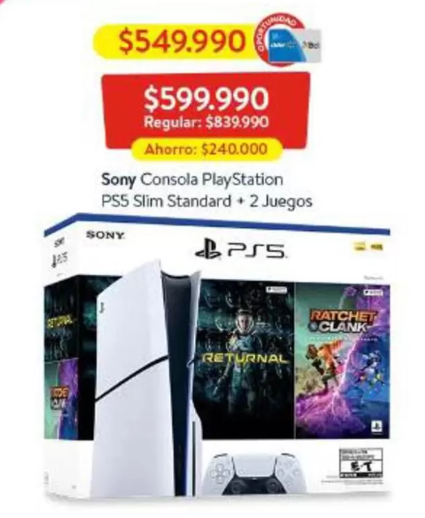 SONY - Sony - Consola Playstation Ps5 Slim Standard + 2 Juegos