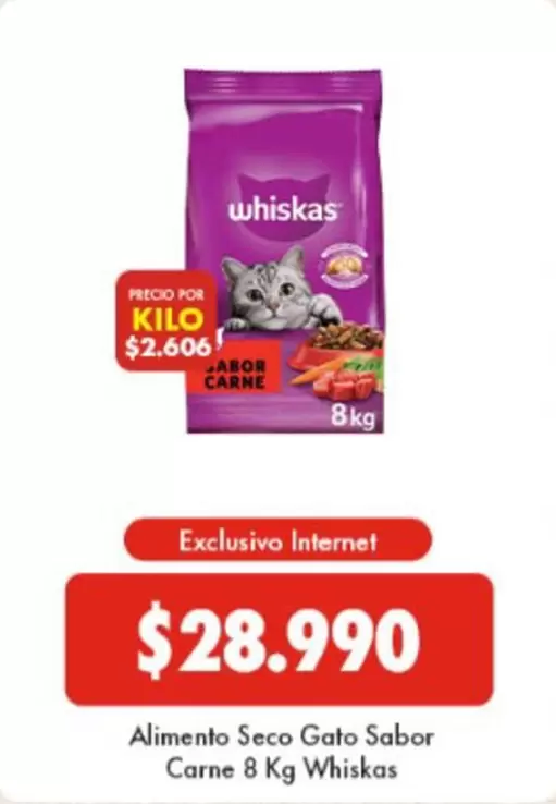 Whiskas - Alimento Seco Gato Sabor Carne 8 Kg
