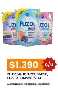 Fuzol - Suavizante  Clasic, Plus O Primavera