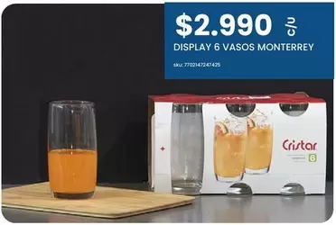 Cristar - Display 6 Vasos Monterrey