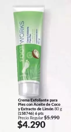 Foot Works - Crema Exfoliante Para Pies Con Aceite De Coco Y Extracto De Limón