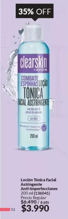 Clearskin - Clear Skin Care - Loción Tonica Facial Anti-Infantil-Exclciones