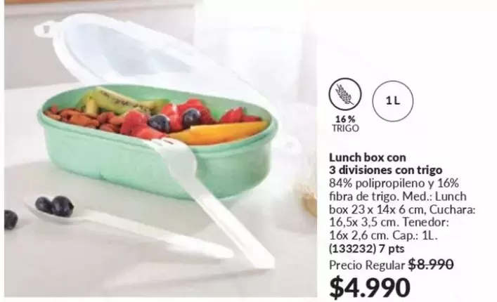 Lunch Box Con 3 Divisons Con Trigo