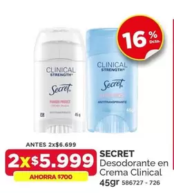 Secret - Desodorante En Crema Clinical