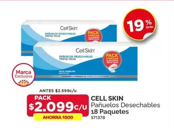 Cell Skin - Panuelos Desechables 18 Paquetes