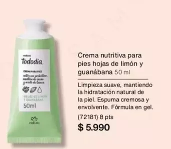 Tododía - Crema Nutritiva Para Pies Hojas De Limon Y Guanabana