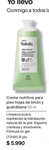 Tododía - Crema Nutritiva Para Pies Hojas De Limón Y Guanabana