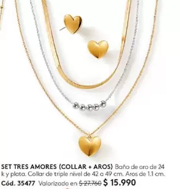 Set Tres Amores (Collar + Aros)