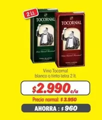Tocornal - Vino Blanco O Tinto Tetra