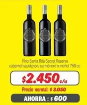 Carmenere - Vino Santa Rita Secret Reserve Cabernet Sauvignon, Carmènera O Merlot