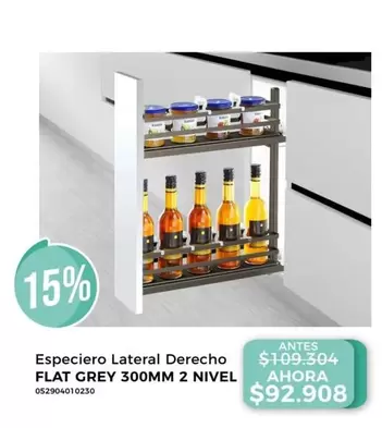 Grey - Especiero Lateral Derecho Flat 300mm 2 Nivel