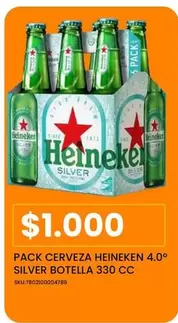 Heineken - Pack Cerveza 4,0° Silver Botella 330 Cc