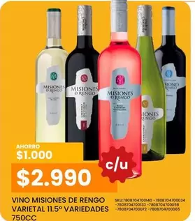 Misiones de Rengo - Vino Misiones De Rango Varietal 11.5o