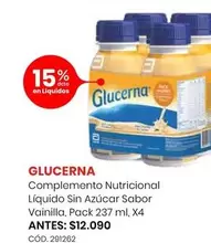 Glucerna - Complemento Nutricional Líquido Sin Azúcar Sabor Vainilla